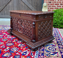 Load image into Gallery viewer, Antique English Trunk Chest Blanket Box Storage Coffer Oak Knight c. 1900-1920