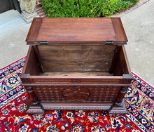 Load image into Gallery viewer, Antique English Trunk Chest Blanket Box Storage Coffer Oak Knight c. 1900-1920