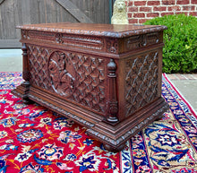 Load image into Gallery viewer, Antique English Trunk Chest Blanket Box Storage Coffer Oak Knight c. 1900-1920