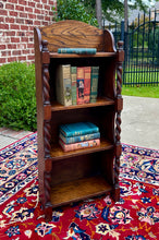 Load image into Gallery viewer, Antique English Bookcase Bookshelf Display Cabinet Barley Twist Honey Oak c1920s