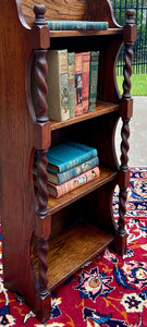 Antique English Bookcase Bookshelf Display Cabinet Barley Twist Honey Oak c1920s