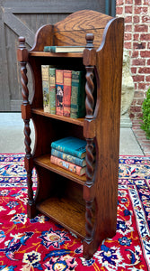 Antique English Bookcase Bookshelf Display Cabinet Barley Twist Honey Oak c1920s