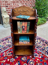 Load image into Gallery viewer, Antique English Bookcase Bookshelf Display Cabinet Barley Twist Honey Oak c1920s