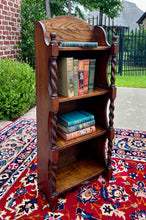 Load image into Gallery viewer, Antique English Bookcase Bookshelf Display Cabinet Barley Twist Honey Oak c1920s