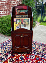 Load image into Gallery viewer, Antique English Book Magazine Rack Bookshelf Oak PETITE Storage Cabinet c. 1920s