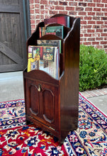 Load image into Gallery viewer, Antique English Book Magazine Rack Bookshelf Oak PETITE Storage Cabinet c. 1920s