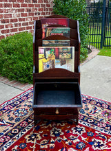 Load image into Gallery viewer, Antique English Book Magazine Rack Bookshelf Oak PETITE Storage Cabinet c. 1920s