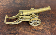 Load image into Gallery viewer, Vintage English Brass Minature Model Cannon &amp; Carriage