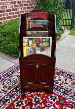 Load image into Gallery viewer, Antique English Book Magazine Rack Bookshelf Oak PETITE Storage Cabinet c. 1920s