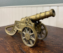 Load image into Gallery viewer, Vintage English Brass Minature Model Cannon &amp; Carriage
