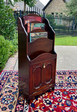 Load image into Gallery viewer, Antique English Book Magazine Rack Bookshelf Oak PETITE Storage Cabinet c. 1920s