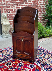 Antique English Book Magazine Rack Bookshelf Oak PETITE Storage Cabinet c. 1920s