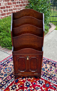 Antique English Book Magazine Rack Bookshelf Oak PETITE Storage Cabinet c. 1920s