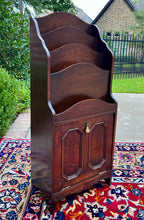 Load image into Gallery viewer, Antique English Book Magazine Rack Bookshelf Oak PETITE Storage Cabinet c. 1920s