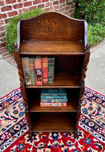 Load image into Gallery viewer, Antique English Bookcase Bookshelf Display Cabinet Oak Barley Twist c1920s