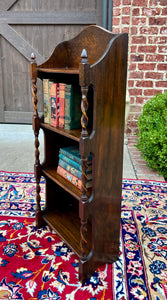 Antique English Bookcase Bookshelf Display Cabinet Oak Barley Twist c1920s