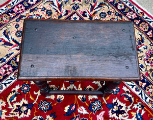 Antique English Footstool Bench Joint Stool Turned Leg Oak Pegged c. 1900