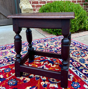 Antique English Footstool Bench Joint Stool Turned Leg Oak Pegged c. 1900