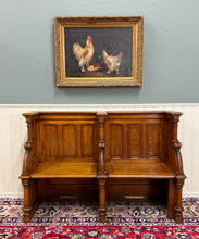 Load image into Gallery viewer, Antique French Church Pew Bench Double Seat Oak