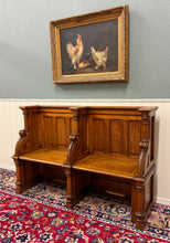Load image into Gallery viewer, Antique French Church Pew Bench Double Seat Oak