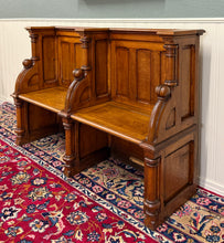 Load image into Gallery viewer, Antique French Church Pew Bench Double Seat Oak