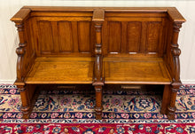 Load image into Gallery viewer, Antique French Church Pew Bench Double Seat Oak