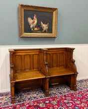 Load image into Gallery viewer, Antique French Church Pew Bench Double Seat Oak