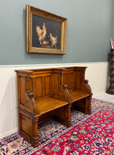 Load image into Gallery viewer, Antique French Church Pew Bench Double Seat Oak