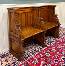 Load image into Gallery viewer, Antique French Church Pew Bench Double Seat Oak