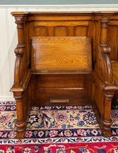 Load image into Gallery viewer, Antique French Church Pew Bench Double Seat Oak