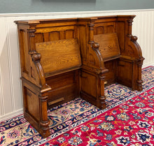 Load image into Gallery viewer, Antique French Church Pew Bench Double Seat Oak
