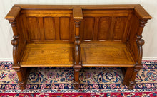 Load image into Gallery viewer, Antique French Church Pew Bench Double Seat Oak