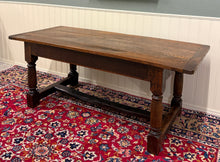 Load image into Gallery viewer, Antique English Country Farm Dining Breakfast Table Farmhouse 75" Wide Oak 19thC