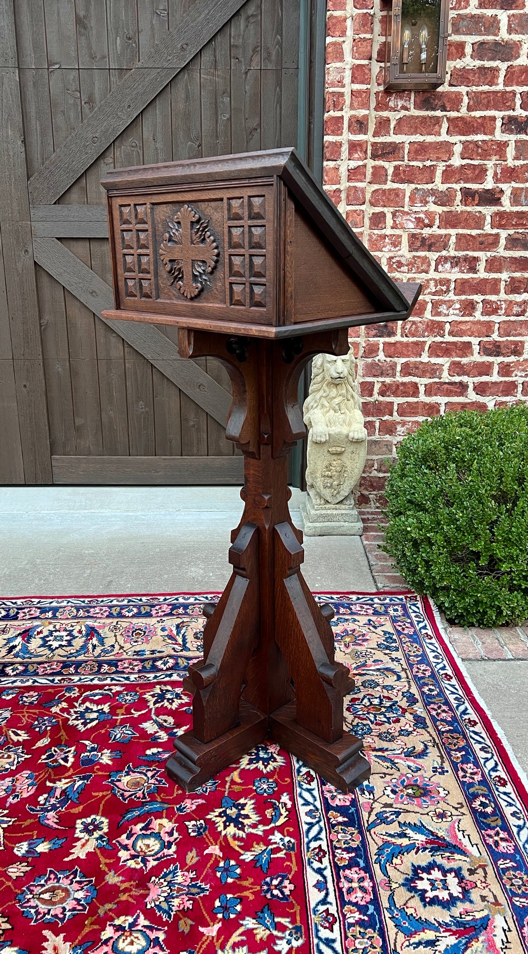 Antique English Oak Christian Gothic Lectern Bible Stand Oak 19th C