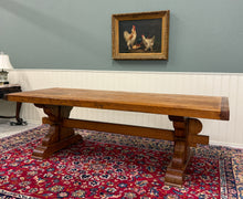 Load image into Gallery viewer, Antique French Country Farm Dining Table Farmhouse Trestle Base Honey Oak
