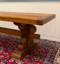 Load image into Gallery viewer, Antique French Country Farm Dining Table Farmhouse Trestle Base Honey Oak