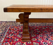 Load image into Gallery viewer, Antique French Country Farm Dining Table Farmhouse Trestle Base Honey Oak