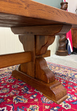 Load image into Gallery viewer, Antique French Country Farm Dining Table Farmhouse Trestle Base Honey Oak
