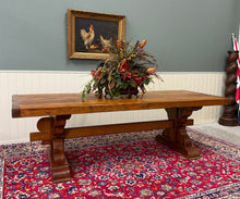 Load image into Gallery viewer, Antique French Country Farm Dining Table Farmhouse Trestle Base Honey Oak