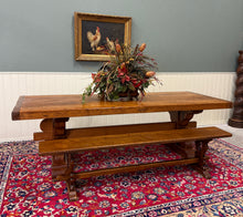 Load image into Gallery viewer, Antique French Country Farm Dining Table Farmhouse Trestle Base Honey Oak