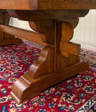 Load image into Gallery viewer, Antique French Country Farm Dining Table Farmhouse Trestle Base Honey Oak