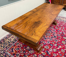 Load image into Gallery viewer, Antique French Country Farm Dining Table Farmhouse Trestle Base Honey Oak