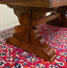 Load image into Gallery viewer, Antique French Country Farm Dining Table Farmhouse Trestle Base Honey Oak