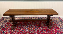 Load image into Gallery viewer, Antique French Country Farm Dining Table Farmhouse Trestle Base Oak 87"W