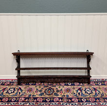 Load image into Gallery viewer, Antique English Carved Oak Plate Rack Lions Wall Shelf