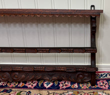 Load image into Gallery viewer, Antique English Carved Oak Plate Rack Lions Wall Shelf