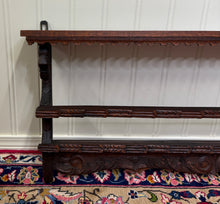 Load image into Gallery viewer, Antique English Carved Oak Plate Rack Lions Wall Shelf