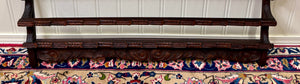 Antique English Carved Oak Plate Rack Lions Wall Shelf