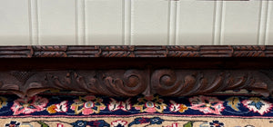 Antique English Carved Oak Plate Rack Lions Wall Shelf