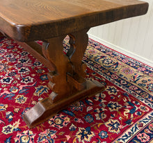 Load image into Gallery viewer, Antique French Country Farm Dining Table Farmhouse Trestle Base Oak 87"W